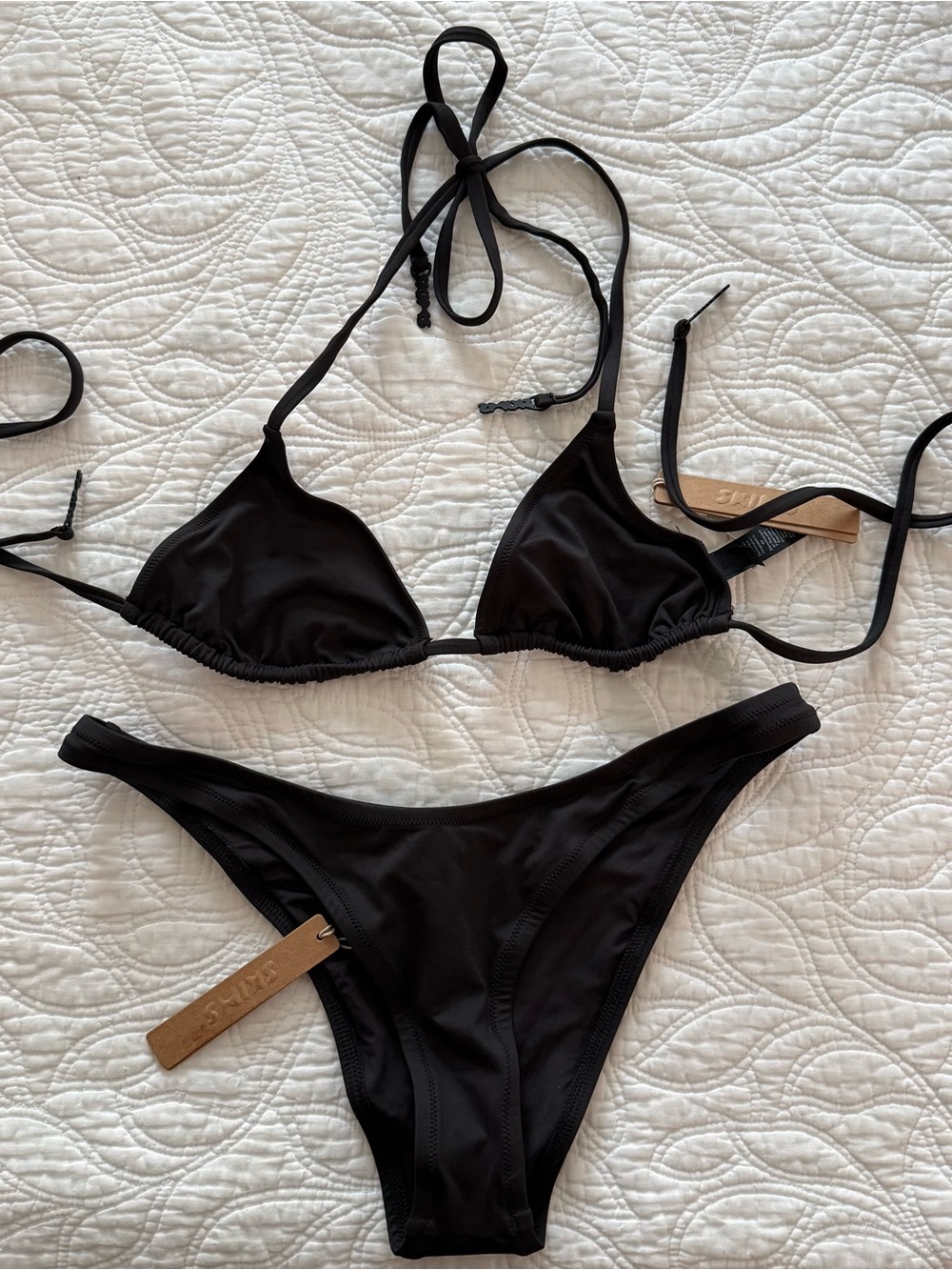 Skims Black Signature Triangle Bikini Set